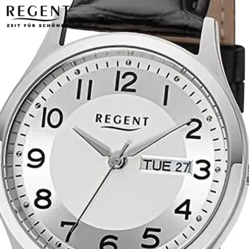 Regent Herren Armbanduhr Analog Lederarmband schwarz URF1260