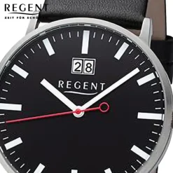 Regent Herren Armbanduhr Analog Lederarmband schwarz URF1265