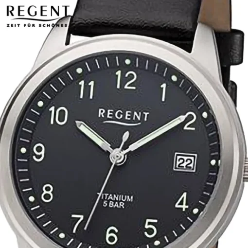 Regent Herren Armbanduhr Analog Lederarmband schwarz URF1267