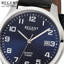 Regent Herren Armbanduhr Analog Lederarmband schwarz URF1269