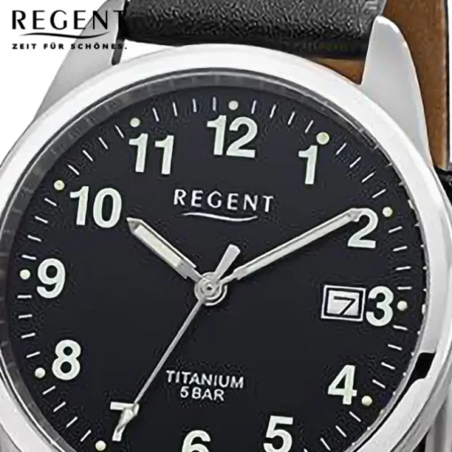 Regent Herren Armbanduhr Analog Lederarmband schwarz URF1271
