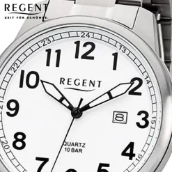 Regent Herren Armbanduhr Analog Metallarmband silber URF1275