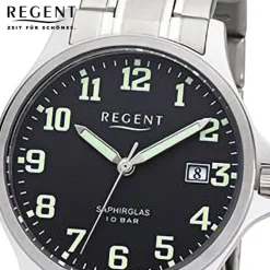 Regent Herren Armbanduhr Analog Metallarmband silber URF1282