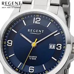 Regent Herren Armbanduhr Analog Metallarmband silber URF1287