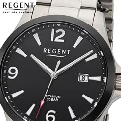 Regent Herren Armbanduhr Analog Titanarmband grau URF1298