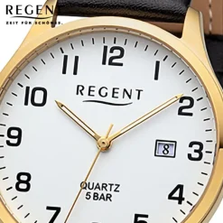 Regent Herren Armbanduhr Analog Lederarmband schwarz URF1417