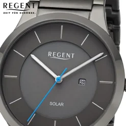 Regent Herren Armbanduhr Analog Metallarmband dunkelgrau URBA726