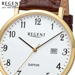 Regent Herren Armbanduhr Analog Lederarmband braun URF1425