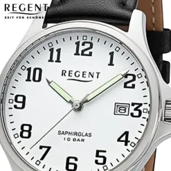Regent Herren Armbanduhr Analog Lederarmband schwarz URF1432