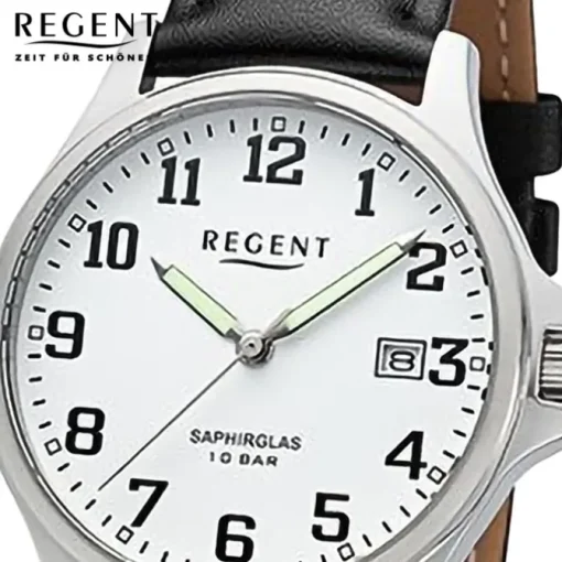 Regent Herren Armbanduhr Analog Lederarmband schwarz URF1432