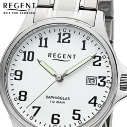 Regent Herren Armbanduhr Analog Metallarmband silber URF1434