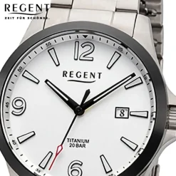 Regent Herren Armbanduhr Analog Titanarmband grau URF1444