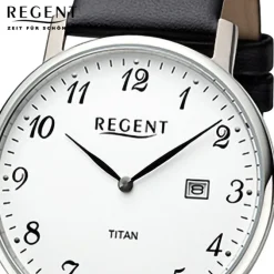 Regent Herren Armbanduhr Analog Lederarmband schwarz URF1451