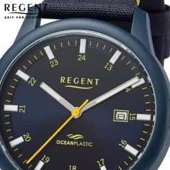 Regent Herren Armbanduhr Analog Nylonarmband dunkelblau gelb URBA731