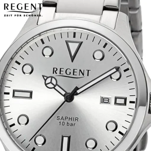 Regent Herren Armbanduhr Analog Metallarmband silber URF1452