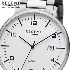 Regent Herren Armbanduhr Analog Metallarmband silber URF1521