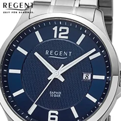 Regent Herren Armbanduhr Analog Metallarmband silber URF1526
