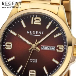 Regent Herren Armbanduhr Analog Metallarmband gold URF1530