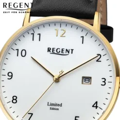 Regent Herren Armbanduhr Analog Lederarmband schwarz URGM2303
