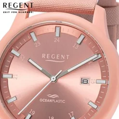 Regent Herren Armbanduhr Analog Nylonarmband rosa weiß URBA733