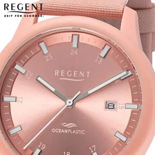 Regent Herren Armbanduhr Analog Nylonarmband rosa weiß URBA733