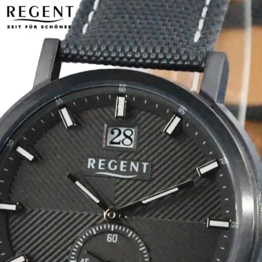 Regent Herren Armbanduhr Analog Lederarmband schwarz weiss UR1111575