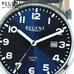 Regent Herren Armbanduhr Analog Lederarmband blau UR1114076