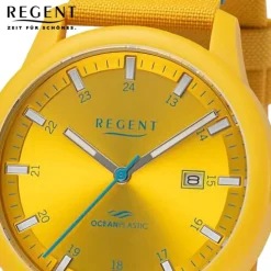 Regent Herren Armbanduhr Analog Nylonarmband gelb hellblau URBA735