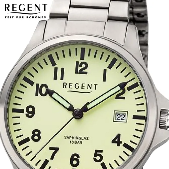 Regent Herren Armbanduhr Analog Metallarmband silber UR1192572