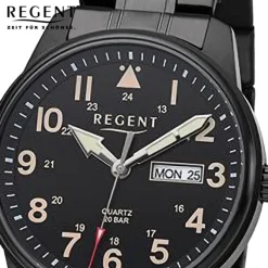 Regent Herren Armbanduhr Analog Metallarmband schwarz URF1278
