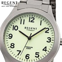 Regent Herren Armbanduhr Analog Titanarmband grau URF1294