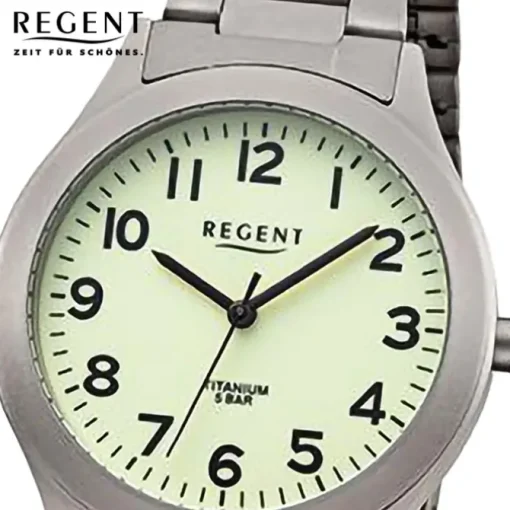 Regent Herren Armbanduhr Analog Titanarmband grau URF1294