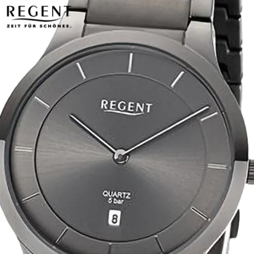 Regent Herren Armbanduhr Analog Metallarmband dunkelgrau URF1346