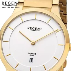 Regent Herren Armbanduhr Analog Metallarmband gold URF1347
