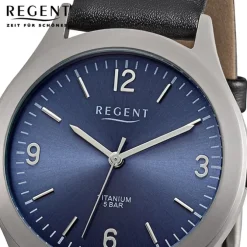 Regent Herren Armbanduhr Analog Lederarmband schwarz URF1437