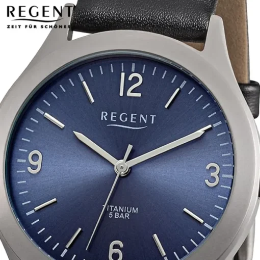 Regent Herren Armbanduhr Analog Lederarmband schwarz URF1437