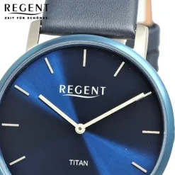 Regent Herren Armbanduhr Analog Lederarmband dunkelblau UR1094066