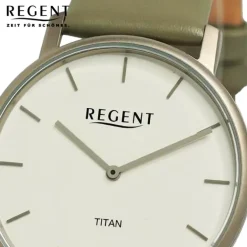 Regent Herren Armbanduhr Analog Lederarmband olive grün UR1094067