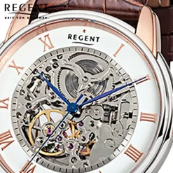 Regent Herren Armbanduhr Analog GM-1462 Automatik-Uhr Leder braun URGM1462