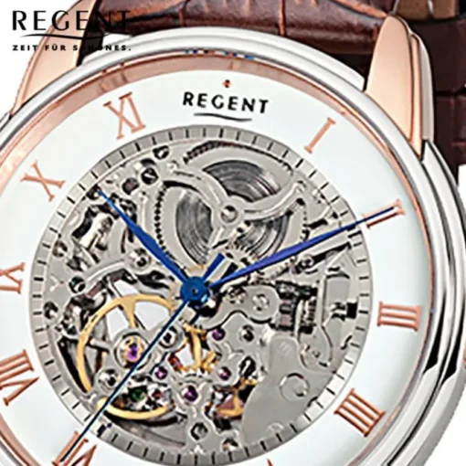 Regent Herren Armbanduhr Analog GM-1462 Automatik-Uhr Leder braun URGM1462