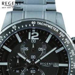 Regent Herren Armbanduhr Chronograph Metallarmband schwarz UR1152512