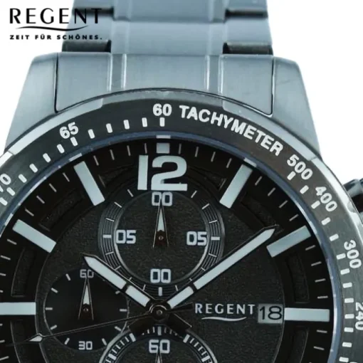 Regent Herren Armbanduhr Chronograph Metallarmband schwarz UR1152512