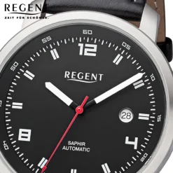 Regent Herren Armbanduhr Analog GM-2104 Automatik Lederband schwarz URGM2104