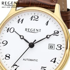 Regent Herren Armbanduhr Analog GM-2115 Automatik Lederband braun URGM2115