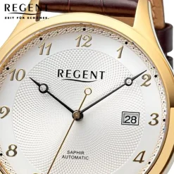 Regent Herren Armbanduhr Analog Lederarmband braun URGM2214