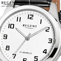Regent Herren Armbanduhr Analog Lederarmband schwarz URF1570
