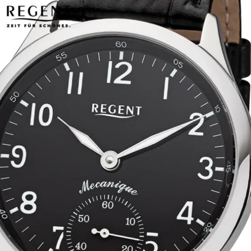 Regent Herren Armbanduhr Analog GM-2201 Handaufzug Lederband schwarz URGM2119