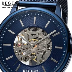 Regent Herren Armbanduhr Analog Metallarmband blau URF1396