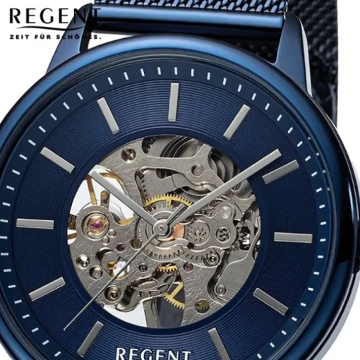 Regent Herren Armbanduhr Analog Metallarmband blau URF1396
