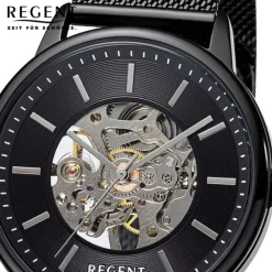 Regent Herren Armbanduhr Analog Metallarmband schwarz URF1397